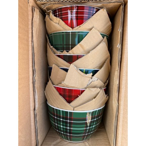 CERTIFIED INTERNATIONAL Christmas Plaid 6-Pc. Ice Cream Bowl asst. - Picture 2 of 2